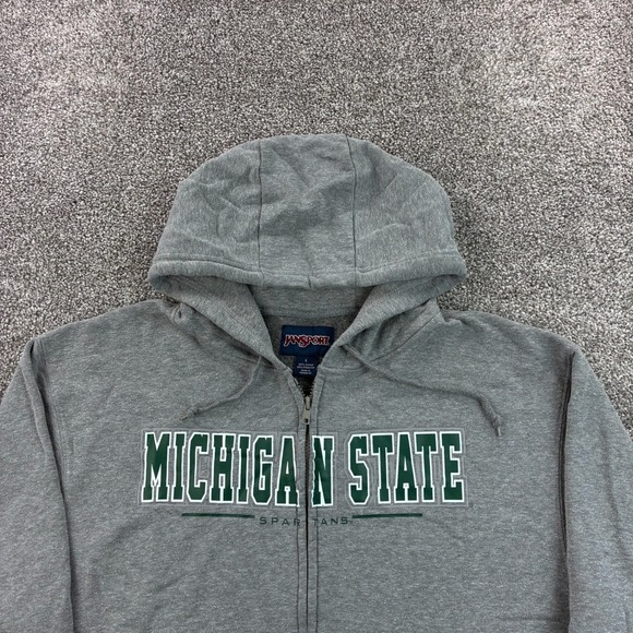 Michigan State Spartans Hoodie Mens L Gray Full Zip Sweatshirt MSU JanSport - Picture 2 of 6